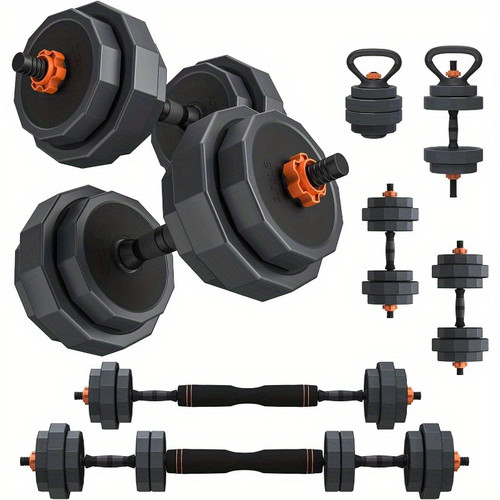Adjustable Weights Dumbbells Set, 44LB/ 55LB/ 66LB Free Weights, 3 in 1 Mutiweight Dumbbell/ Barbell/ Kettlebell with Connector, Versatile Weight Set for Home Gym