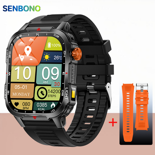 SENBONO 2025 Men's MAX68 Smartwatch with Wi-Fi 1100mAh Battery Fitness Tracker Compass Outdoor Sports Watch SENBONO 2025 Men's MAX68 Smartwatch with Wi-Fi 1100mAh Battery Fitness Tracker Compass Outdoor Sports Watch