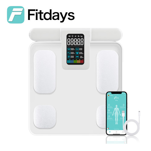 Fitdays Smart Scale for Body Weight and Fat, 8 Electrode Full Body Scales with BMI, BMR, Body Fat, Muscle Mass Fitdays Smart Scale for Body Weight and Fat, 8 Electrode Full Body Scales with BMI, BMR, Body Fat, Muscle Mass