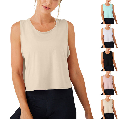 Female Basic Workout Clothes Loose Fit Open Back Patchwork Shirts Quick Dry Running Gym Sports Vest Casual And Comfortable Top Female Basic Workout Clothes Loose Fit Open Back Patchwork Shirts Quick Dry Running Gym Sports Vest Casual And Comfortable Top
