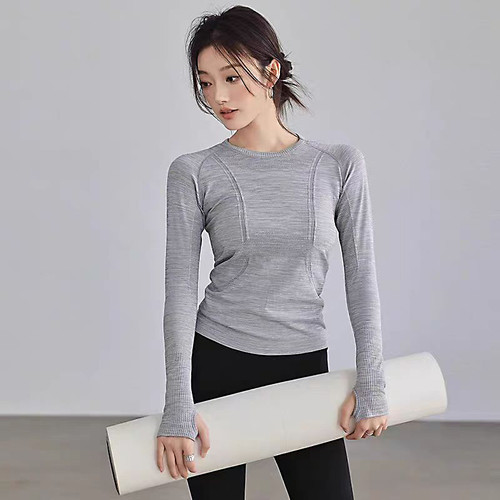 Yoga Clothes for Women, Sports Tops, Round Neck,, Seamless, Slim, Running Shirt Fitness Workout Long Sleeves Gym T shirt, Winter Yoga Clothes for Women, Sports Tops, Round Neck,, Seamless, Slim, Running Shirt Fitness Workout Long Sleeves Gym T shirt, Winter