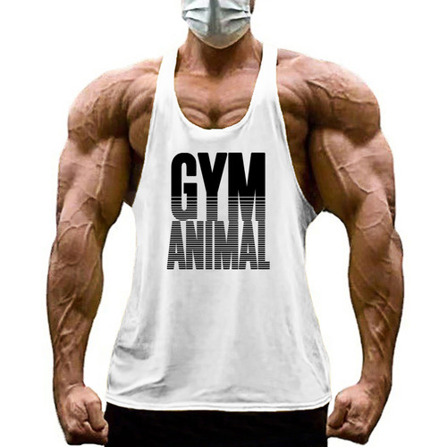 GYM ANIMAL Print Y Back Fitness Stringer Tank Top Mens Cotton Muscle Sleeveless Shirt Bodybuilding Clothing Workout Singlets GYM ANIMAL Print Y Back Fitness Stringer Tank Top Mens Cotton Muscle Sleeveless Shirt Bodybuilding Clothing Workout Singlets