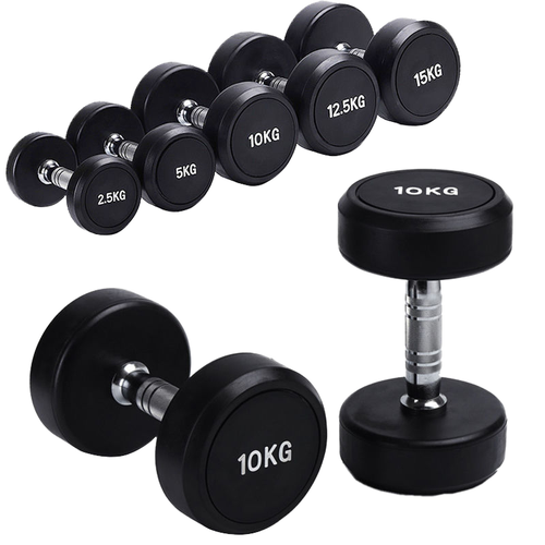 Black Rubber Dumbbells Custom Logo 2.5-50KG Cast Iron Round Dumbbell Set  for Gym or Home Black Rubber Dumbbells Custom Logo 2.5-50KG Cast Iron Round Dumbbell Set  for Gym or Home