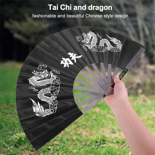 Stainless Steel Tai Chi Martial Arts Kung Fu Dance Practice Training Performance Fan Black Stainless Steel Tai Chi Martial Arts Kung Fu Dance Practice Training Performance Fan Black