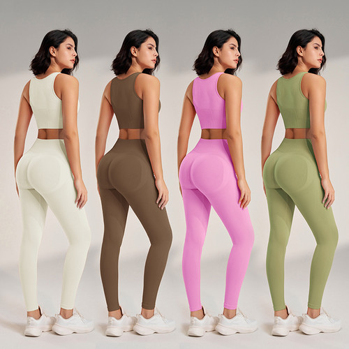 Yoga Clothing Set Women's High Waisted Leggings and Top Two Piece Seamless Fitness Exercise Clothing Fitness Underwear plus size Yoga Clothing Set Women's High Waisted Leggings and Top Two Piece Seamless Fitness Exercise Clothing Fitness Underwear plus size