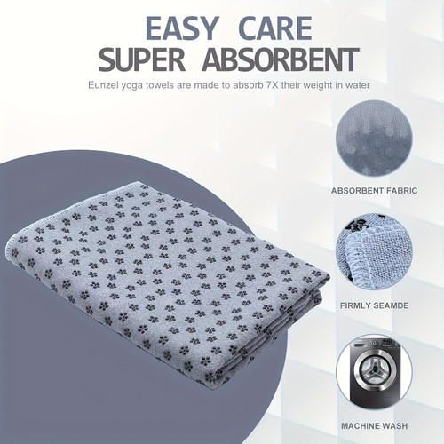 Yoga Towel, Hot Yoga Mat Towel - Sweat Absorbing Non-Slip for Hot Yoga, Pilates and Workout, 24x72 inches with Grip Dots