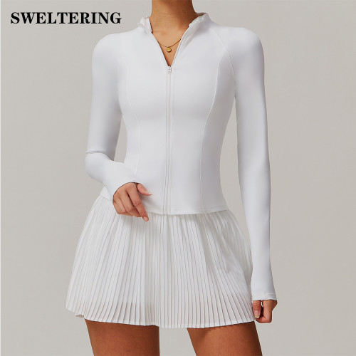 Yoga Sets Workout Sets for Women 2 Pieces Gym Suits Long Sleeved Outfits Zipper Fitness Jacket Running Short Skirt Sportswear Yoga Sets Workout Sets for Women 2 Pieces Gym Suits Long Sleeved Outfits Zipper Fitness Jacket Running Short Skirt Sportswear