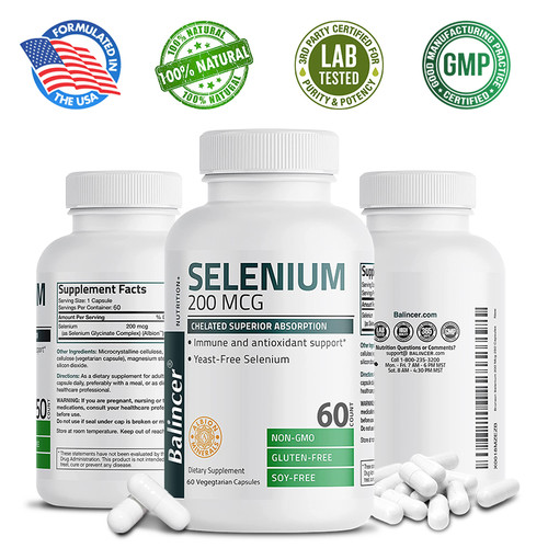Balincer 200mcg Mineral Antioxidant Supplement with Selenium - Supports Immune, Overall Health - Non-GMO, Easy to Absorb Balincer 200mcg Mineral Antioxidant Supplement with Selenium - Supports Immune, Overall Health - Non-GMO, Easy to Absorb