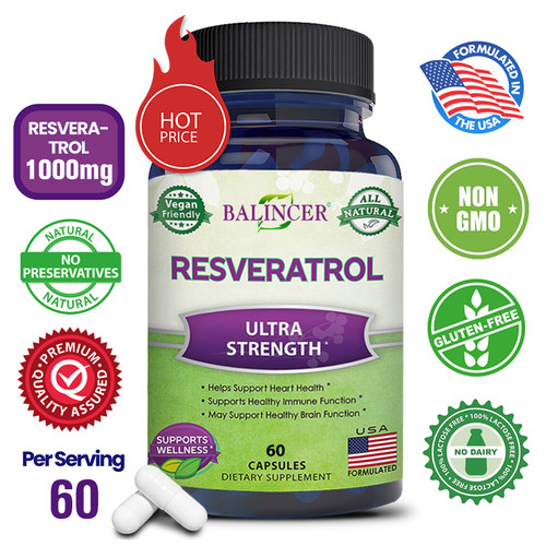 Balincer Resveratrol Antioxidant Supplement - Supports core and circulatory health - energy levels, supports immunity Balincer Resveratrol Antioxidant Supplement - Supports core and circulatory health - energy levels, supports immunity