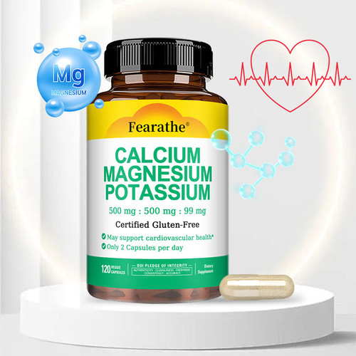 Calcium 500mg + Magnesium 500mg + Potassium 250mg Supplement,Support Bone,Heart,Sleep and Muscle Health,120 Capsules Calcium 500mg + Magnesium 500mg + Potassium 250mg Supplement,Support Bone,Heart,Sleep and Muscle Health,120 Capsules