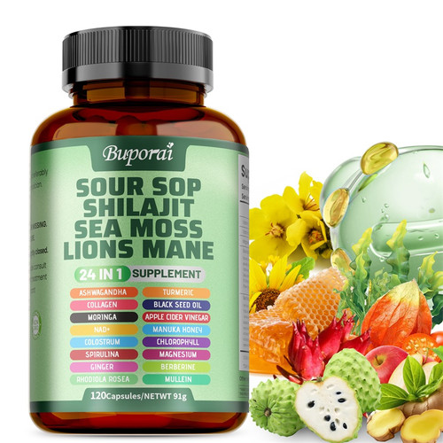 24-In-1 Soursop Supplement - Boosts Energy, Cell Support & Regeneration, Antioxidants, Improve Skin Health, Skin Vitality 24-In-1 Soursop Supplement - Boosts Energy, Cell Support & Regeneration, Antioxidants, Improve Skin Health, Skin Vitality