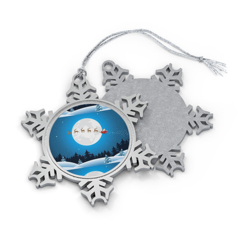 Pewter Snowflake Ornament – Santa Sleigh Christmas Tree Decoration