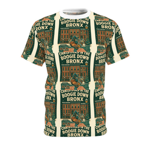 Boogie Down Bronx All-Over Print Tee — Retro Holiday Streetwear