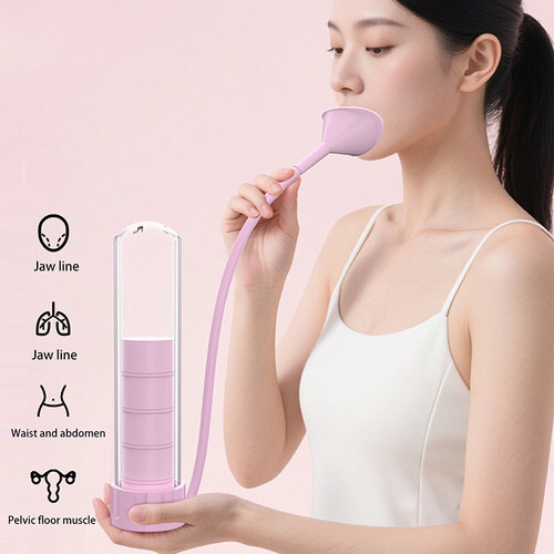 Adjustable Diaphragm Breathing Dumbbell Trainer Abdominal Muscle Core Strength Facial Toning Lung Capacity Expander Fitness Tool