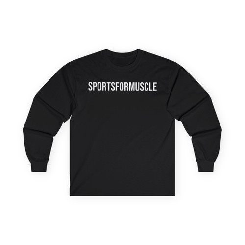 SportsForMuscle Long Sleeve Tee — Athletic Black Crewneck Shirt