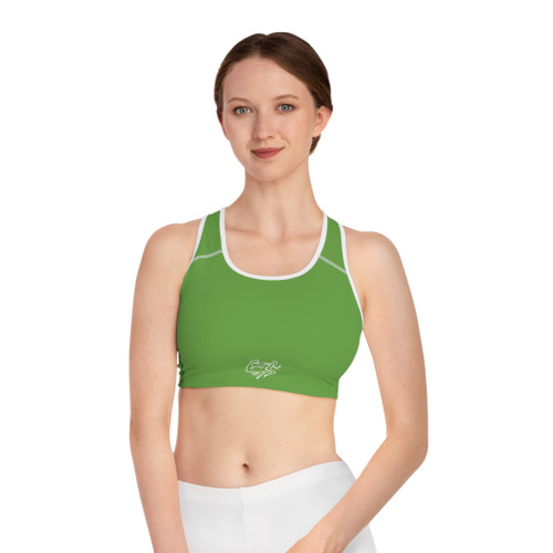 Green Athletic Sports Bra — Minimal Runner Icon