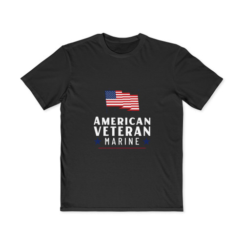 American Veteran Marine T-Shirt — Patriotic US Flag Tee for Marines & Military Families