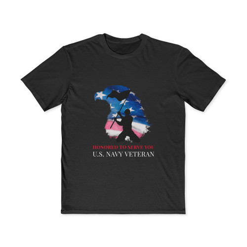 Patriotic Eagle Flag T-Shirt — "Honored to Serve You" Military Tribute Tee