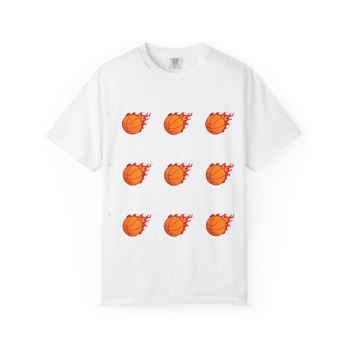 Flaming Basketball Pattern T‑Shirt
