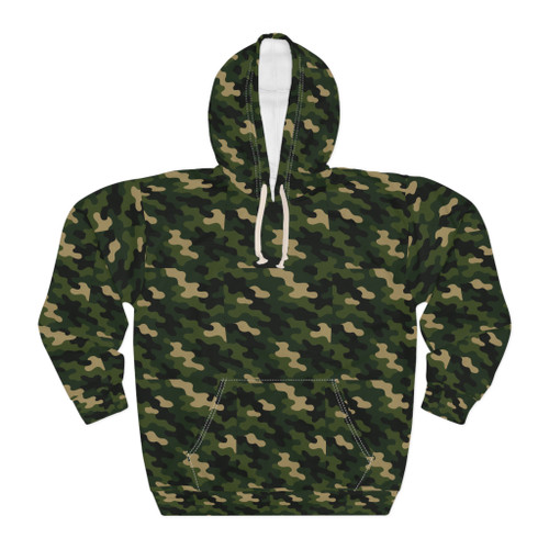 Camo Pullover Hoodie — All-Over Green Camouflage Hoodie
