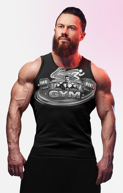 Gym Logo Tank Top — Retro Fitness Emblem Muscle Shirt