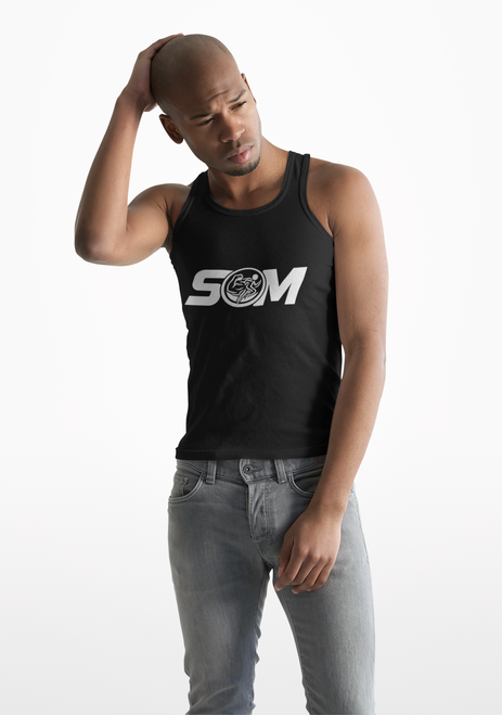 SOM Motorcycle Logo Tank Top — Men's Black Racing Graphic Tank