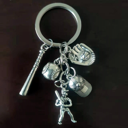 Baseball Cap, Bat, Baseball Glove, Baseball Player  Keychain Keyring silver color women man Jewelry Accessories Gifts Fashion Baseball Cap, Bat, Baseball Glove, Baseball Player  Keychain Keyring silver color women man Jewelry Accessories Gifts Fashion
