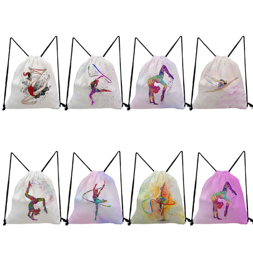 Watercolor Gymnastics Art Print Daypack Gymnast Storage Drawstring Bag for Travel Shoes Holder Gift Women Backpacks For Student Watercolor Gymnastics Art Print Daypack Gymnast Storage Drawstring Bag for Travel Shoes Holder Gift Women Backpacks For Student