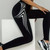 [Black Golden Yoga Pants] Women's High-waisted Stretch Sports Leggings, Black Hot-stamped Golden Yoga Pants, Buttocks-lifting Breathable Exercise Running Pants
