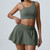 Yoga Set 2 Pieces Women Workout Sport Suits Gym High Wais Shorts Skirt Fitness T-Shirt Female Sportswear One Shoulder Yoga Vest Yoga Set 2 Pieces Women Workout Sport Suits Gym High Wais Shorts Skirt Fitness T-Shirt Female Sportswear One Shoulder Yoga Vest