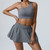 Yoga Set 2 Pieces Women Workout Sport Suits Gym High Wais Shorts Skirt Fitness T-Shirt Female Sportswear One Shoulder Yoga Vest Yoga Set 2 Pieces Women Workout Sport Suits Gym High Wais Shorts Skirt Fitness T-Shirt Female Sportswear One Shoulder Yoga Vest
