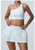 Yoga Set 2 Pieces Women Workout Sport Suits Gym High Wais Shorts Skirt Fitness T-Shirt Female Sportswear One Shoulder Yoga Vest Yoga Set 2 Pieces Women Workout Sport Suits Gym High Wais Shorts Skirt Fitness T-Shirt Female Sportswear One Shoulder Yoga Vest
