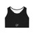 Black Racerback Sports Bra with Minimalist Athletic Logo