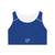 Blue Active Sports Bra — Minimal Runner Logo Performance Crop Top