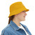 Athletic Runner Muscle Icon Bucket Hat — Sporty Yellow Sun Hat