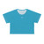 Turquoise Crop Tee — Minimal Tiny Heart Graphic, Casual Summer Top