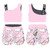 Kids Girls Gymnastics Workout Dancewear Outfits Floral Printed Sleeveless Tracksuits Tanks Crop Top with Pants Shorts Sports Set