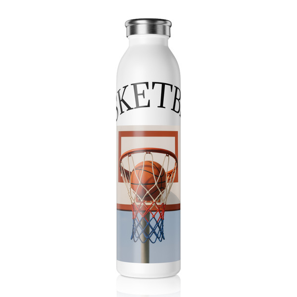 Basketball Hoop Slim Water Bottle – Sporty Stainless Bottle for Athletes & Fans