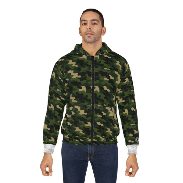 Camo Zip Hoodie — Grey White All-Over Print