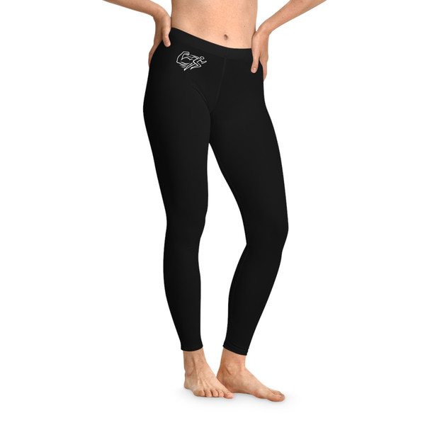 Black High-Waist Leggings with Small Script Logo — Comfortable Everyday Activewear