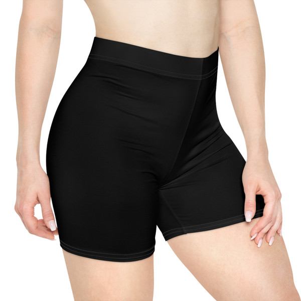Women's Biker Shorts — Minimal Logo Black Athletic Cycling Shorts