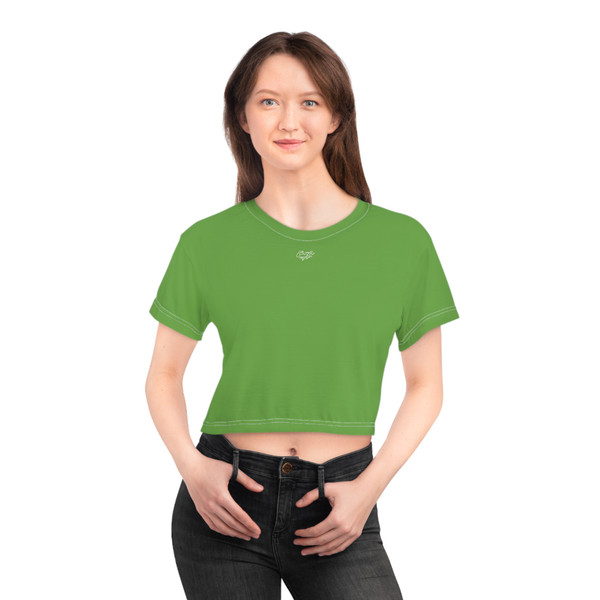 Green Crop Tee — Casual Women's Cropped T-Shirt