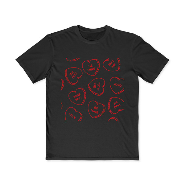 Men's Valentine Candy Hearts T-Shirt — 'Be Mine' Graphic Tee