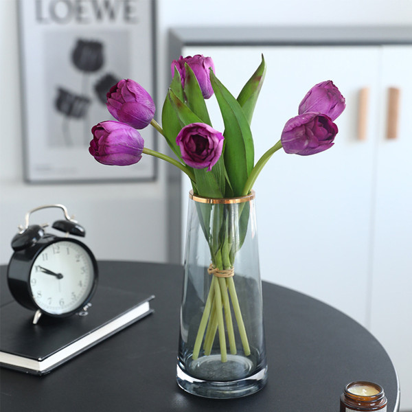 1 Bunch Artificial Tulip Flowers 6 Heads Real Touch Fake Flowers 13 Inches for Mother's Day Valentine's Day Gifts Artificial