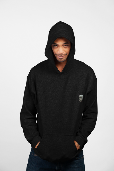 Skull Zip Hoodie — Minimal Gothic Chest Emblem