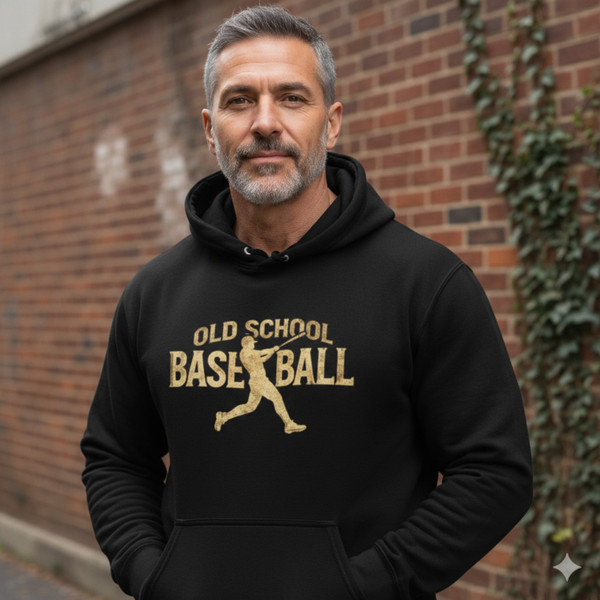 Old School Baseball Hoodie — "Old School Respect the Game" Vintage Baseball Sweatshirt