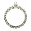 Sterling silver coin frame pendant with rope edge