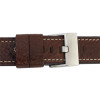 Brown Leather Watch Band 22MM Thicker With White Stitching