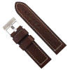 Brown Leather Watch Band 22MM Thicker With White Stitching