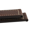 Brown Leather Watch Band 22MM Thicker With White Stitching
